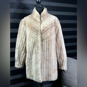 Jacques Saint Laurent Vintage Faux Fur Coat Tan